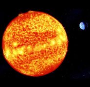 Evidence for God - Photo showing the earth's perfect distance from the sun and its relative size to the sun.