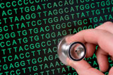 Photo of DNA chemicals CGTA in ordered rows, much like computer binary code, to show that God designed DNA in the human body.