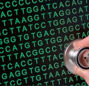 Proof God exists - Photo of closeup DNA letters of CGTA with a magnifying loop, to illustrate the ordered 3 billion chemicals of DNA within each human cell.