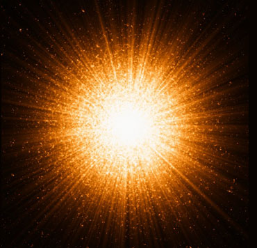 Photo shows an explosion of light to illustrate the start of the universe, compatible to when God said, 'Let there be light.'